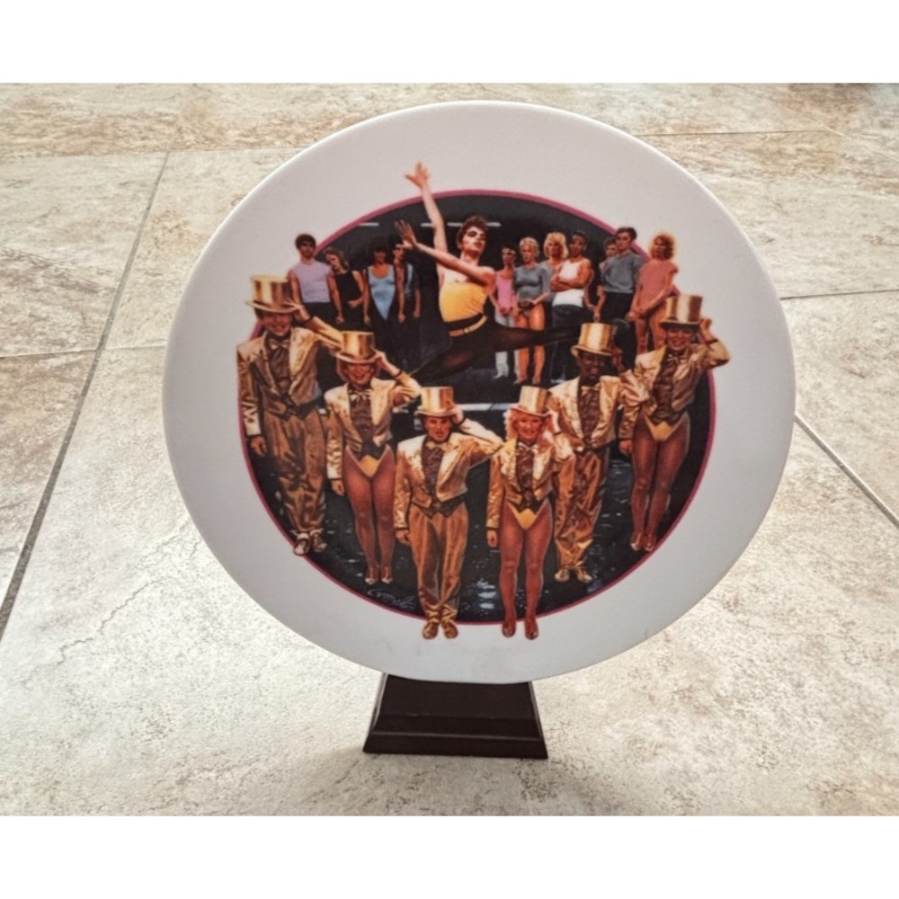 CHORUS LINE Porcelain Plate 8" Images of Hollywood & Musical Stand Avon VTG 1986